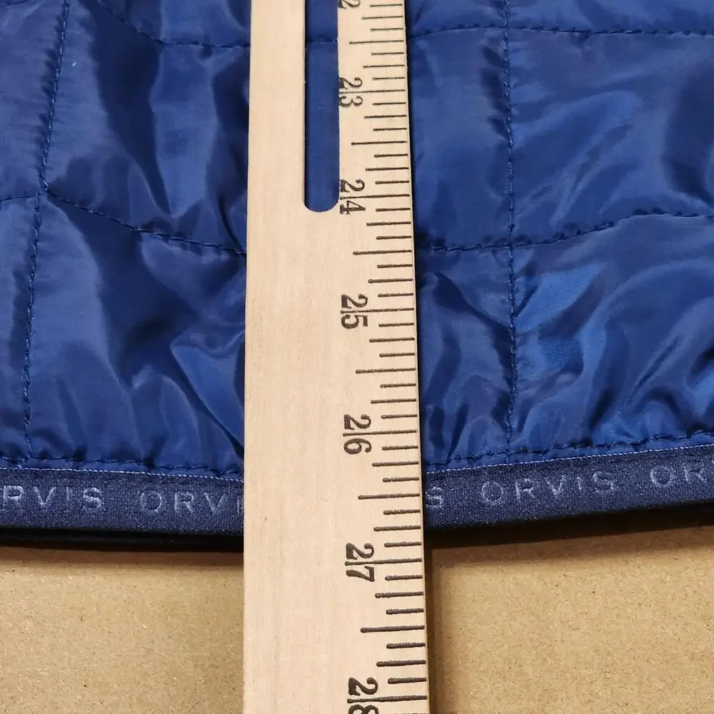 Orvis Jacket Mens Large Blue Quilted Fleece Full Zip Insulated Outdoor Hiking
